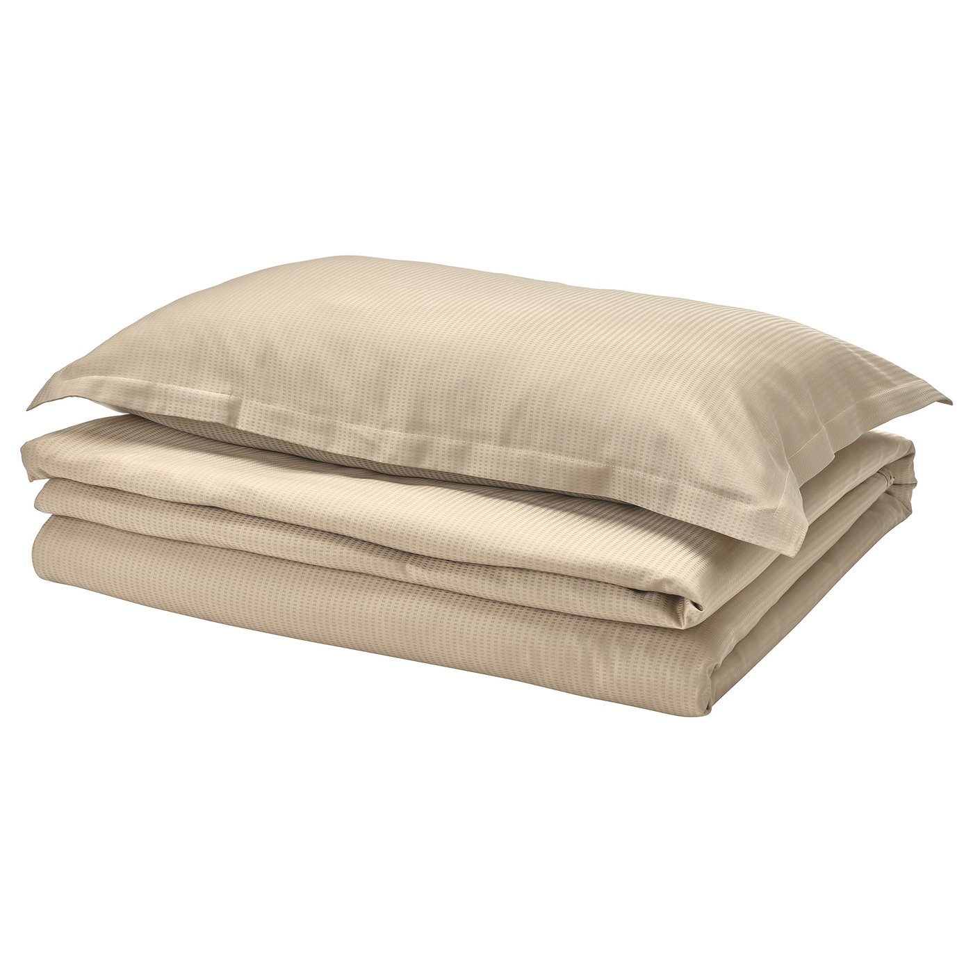 LÄKEVÄNDEROT bedding set: beige, 100% lyocell, smooth, with dobby pattern, rectangular shape, button-closure.