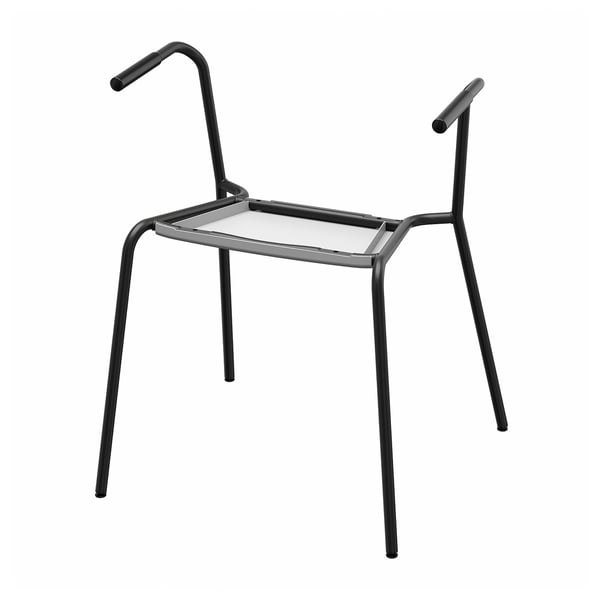 A black LÄKTARE chair with a steel frame, modern design, and square seat.