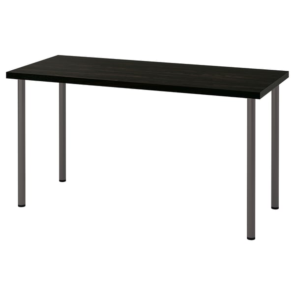 LAGKAPTEN / ADILS Desk, black-brown/dark grey, 140x60 cm