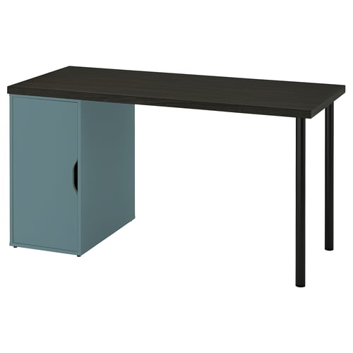 LAGKAPTEN / ALEX desk, blackbrown/greyturquoise, 140x60 cm (551/8x235
