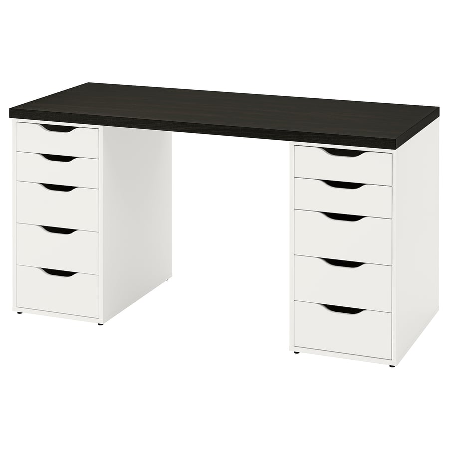 LAGKAPTEN / ALEX desk, blackbrown/white, 140x60 cm (551/8x235/8") IKEA