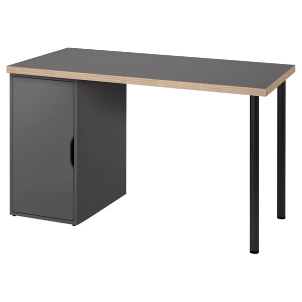 LAGKAPTEN / ALEX Desk, grey/wood effect black, 120x60 cm