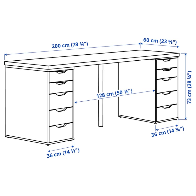 LAGKAPTEN / ALEX desk, white/blackbrown, 200x60 cm (783/4x235/8") IKEA