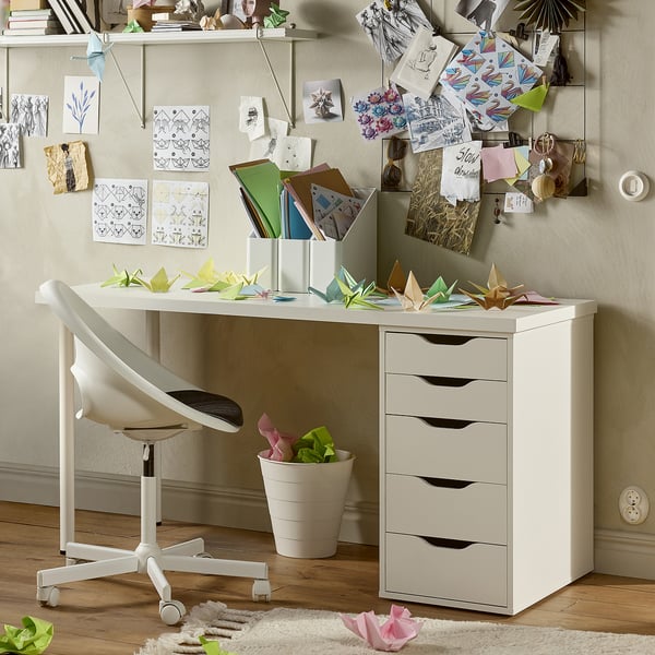 LAGKAPTEN / ALEX Desk, white, 140x60 cm