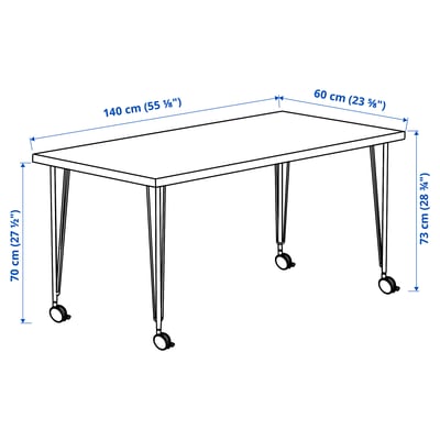 LAGKAPTEN / KRILLE Desk, black-brown/white, 140x60 cm