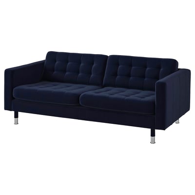 LANDSKRONA 3-seat sofa, Djuparp dark blue/metal