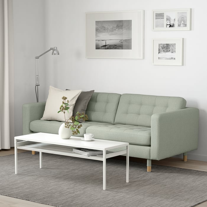 LANDSKRONA 3seat sofa, Gunnared light green/wood IKEA