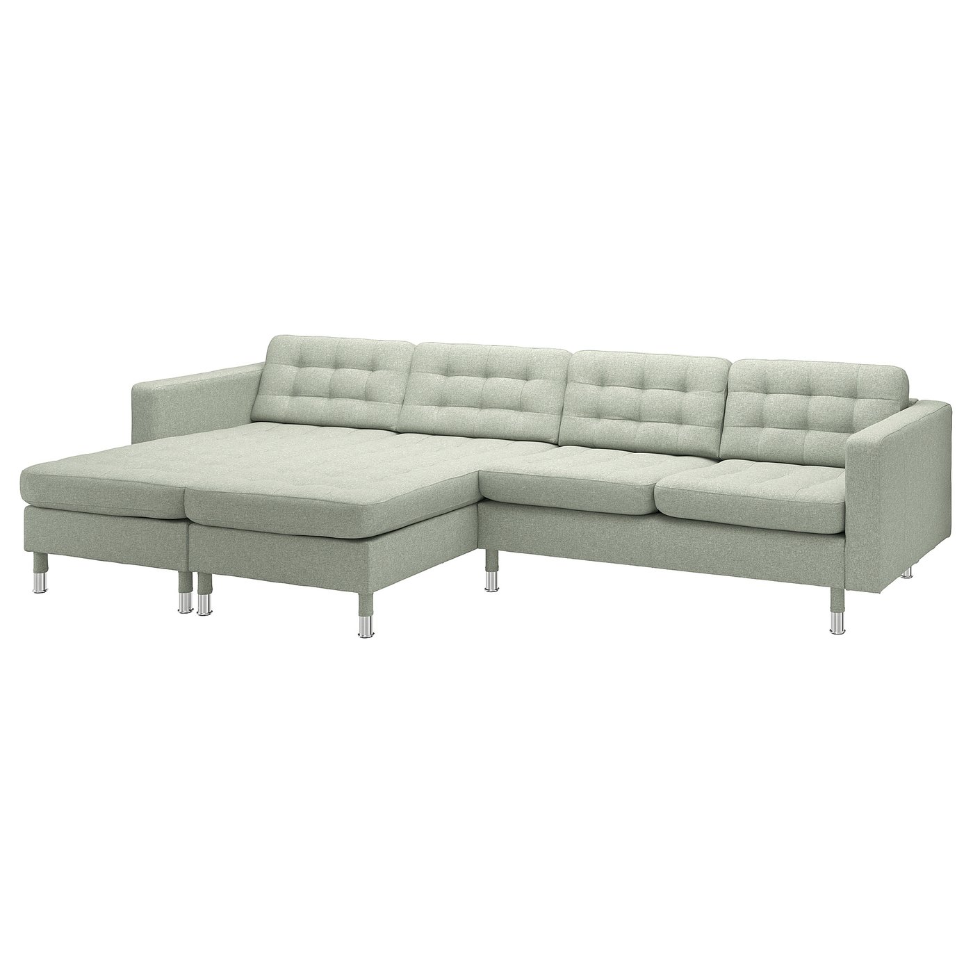 LANDSKRONA 4-seat sofa with chaise longues, Gunnared light green
