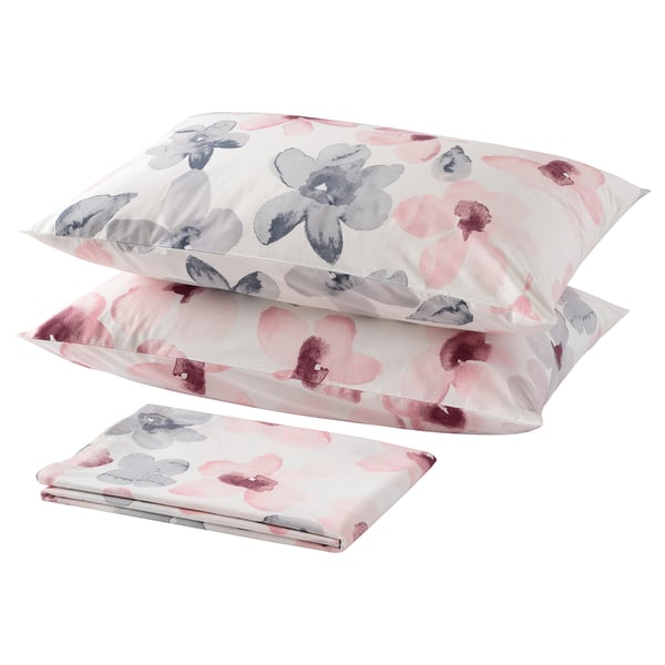 LAPPNYCKLAR Flat sheet and 2 pillowcase, multicolour, 240x260/50x80 cm