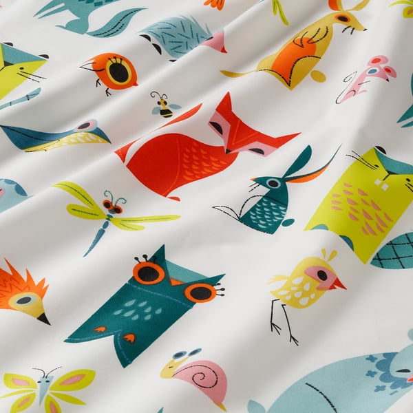 LATTJO Flat sheet and pillowcase, animal/multicolour, 150x250/50x80 cm
