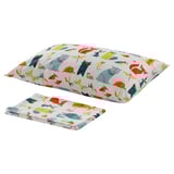 LATTJO Flat sheet and pillowcase, animal/multicolour, 150x250/50x80 cm