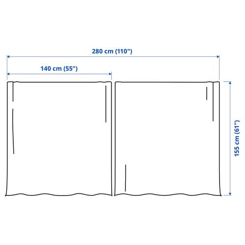 LENDA Curtains with tie-backs, 1 pair, light grey-green/with heading tape, 140x155 cm
