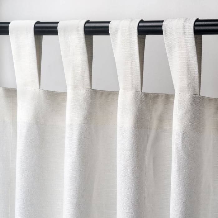LENDA Curtains with tiebacks, 1 pair, white, 140x150 cm (55x59") IKEA