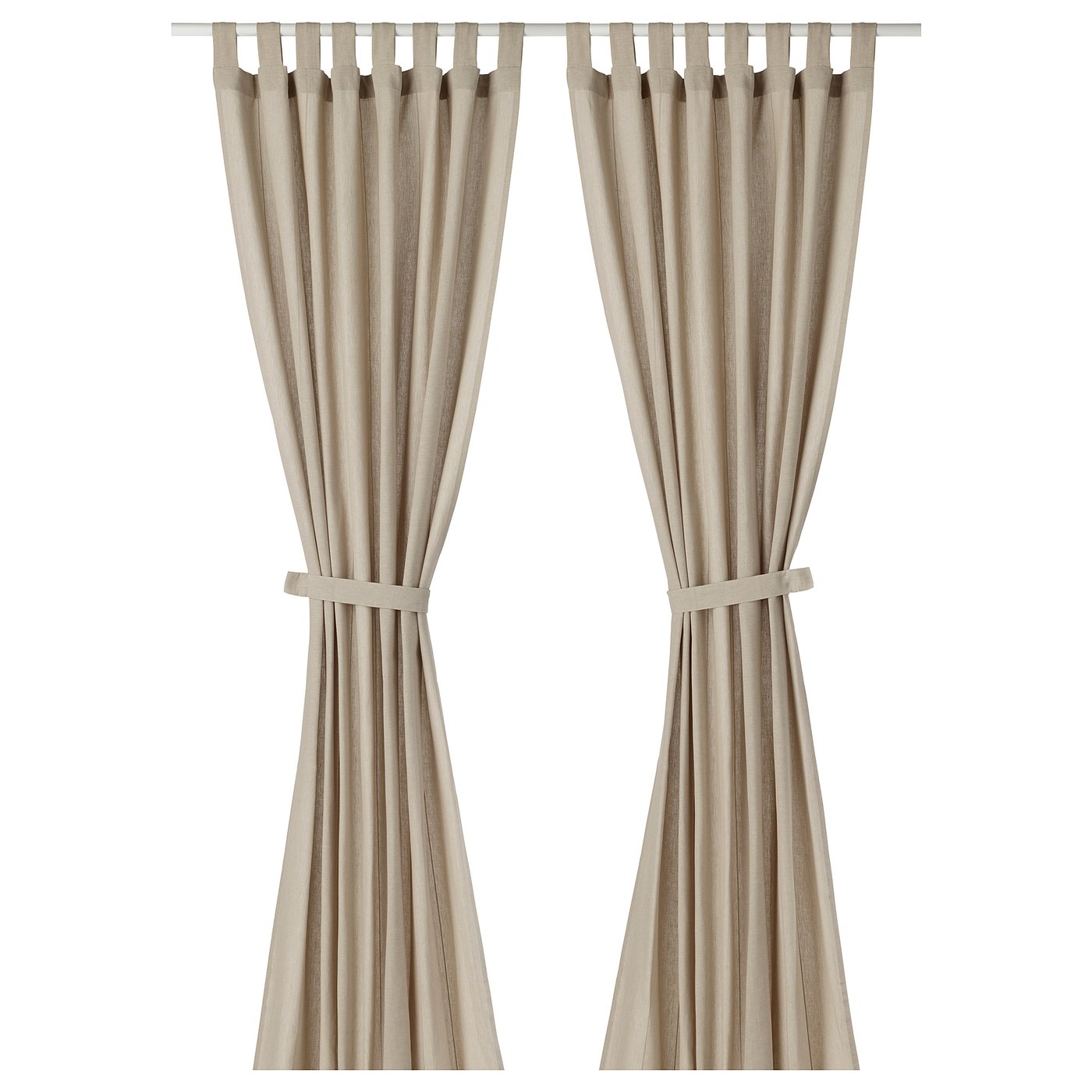 LENDA Curtains with tiebacks, 1 pair, light beige, 140x300 cm IKEA