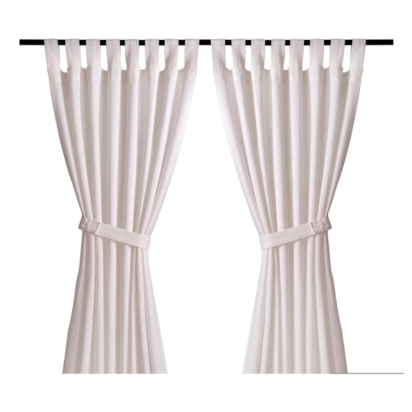 Lenda Curtains With Tie Backs 1 Pair White Ikea