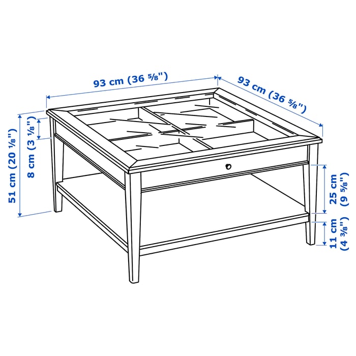 LIATORP Coffee table, white, glass, 93x93 cm IKEA