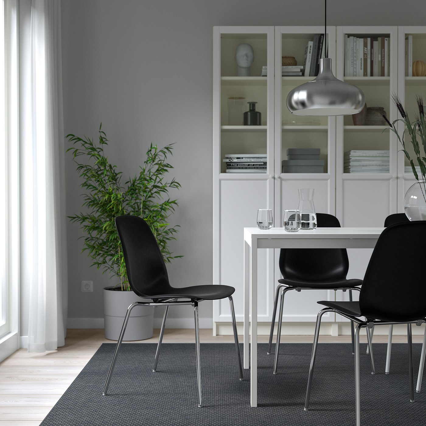 LIDÅS chair, black/Sefast chrome-plated - IKEA