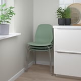 LIDÅS Chair, green/Sefast chrome-plated