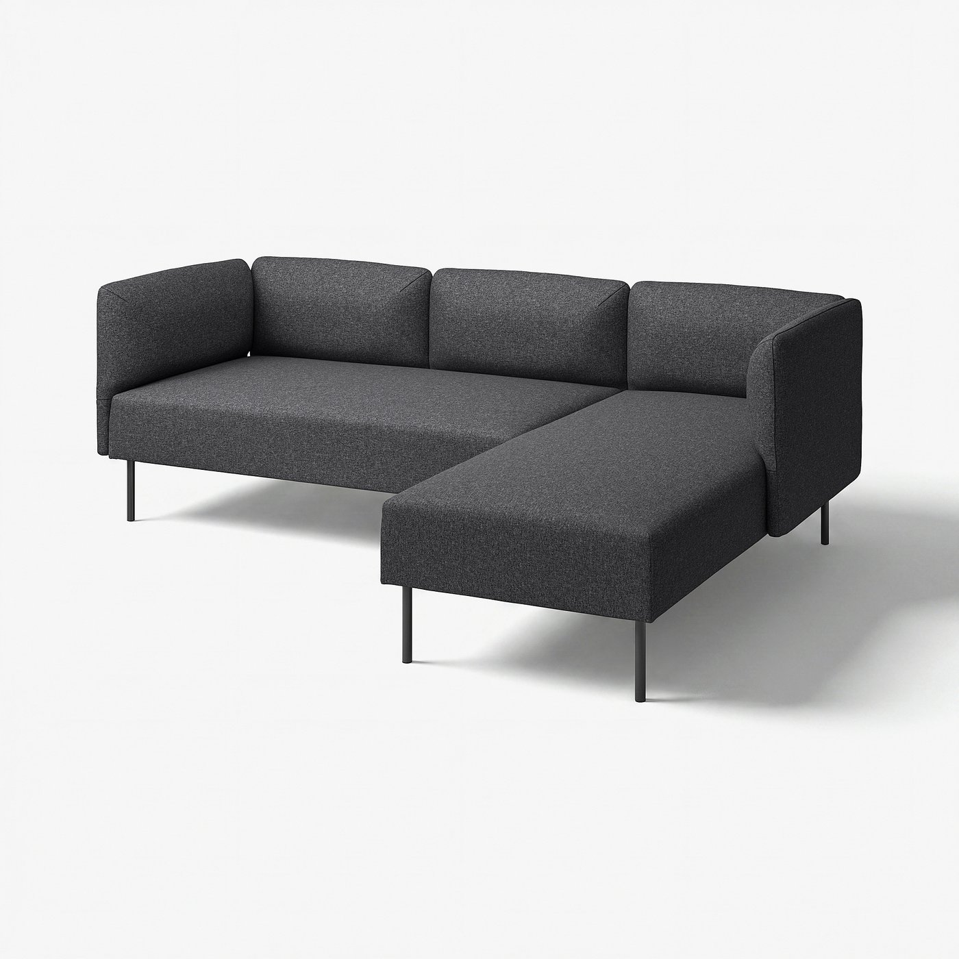 LILLEHEM 3-seat modular sofa w chaise longue, Gunnared/dark grey metal