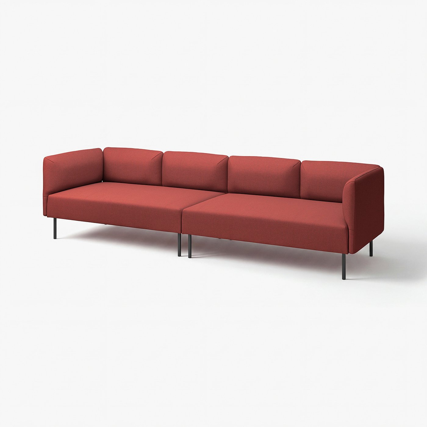 LILLEHEM 4-seat modular sofa, Gunnared/brown-red metal