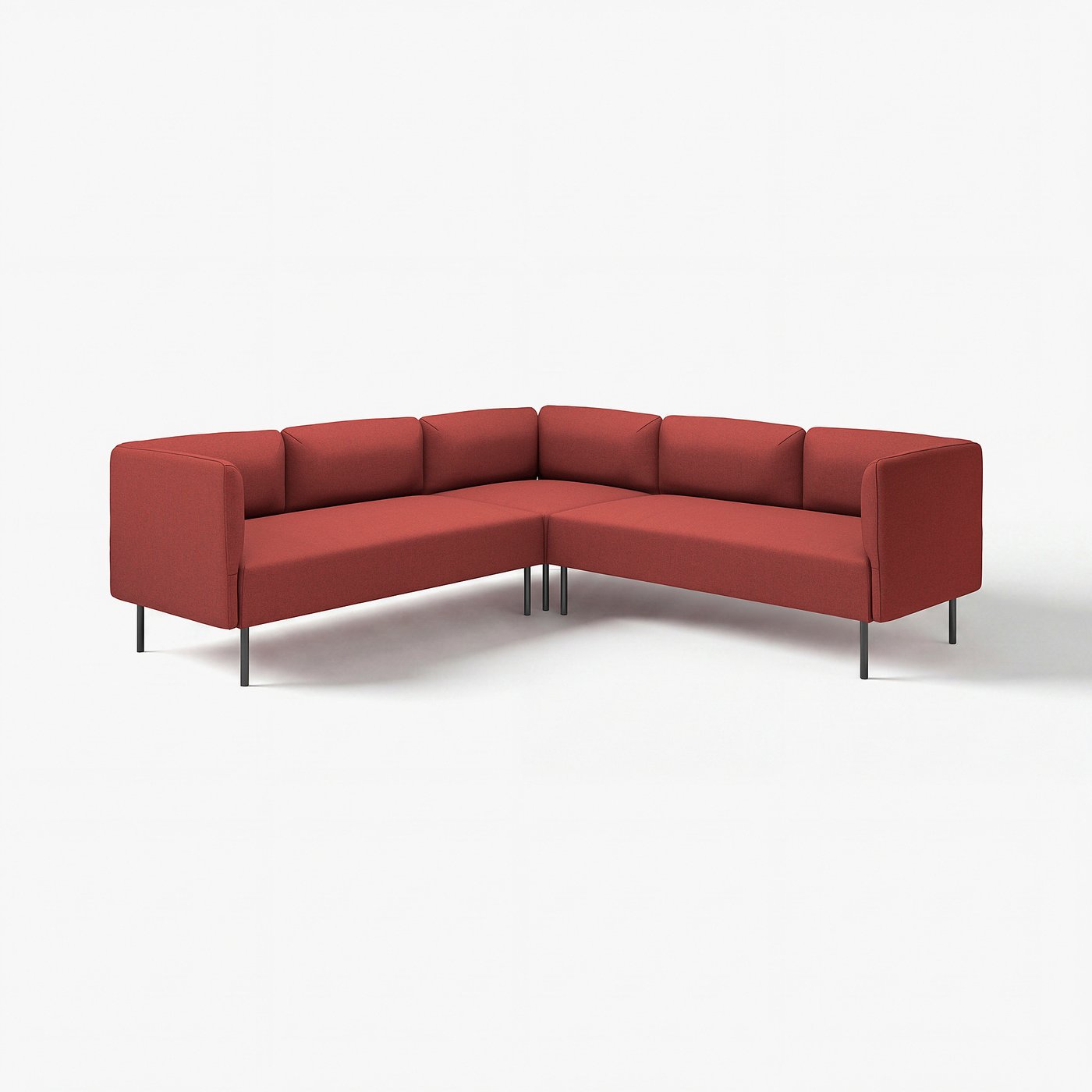 LILLEHEM Modular corner sofa, 4 seat, Gunnared/brown-red metal