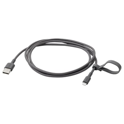 LILLHULT USB-A to lightning, dark grey, 1.5 m