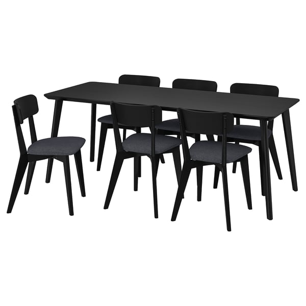 LISABO / LISABO Table and 6 chairs, black/Tallmyra black/grey, 200x78 cm