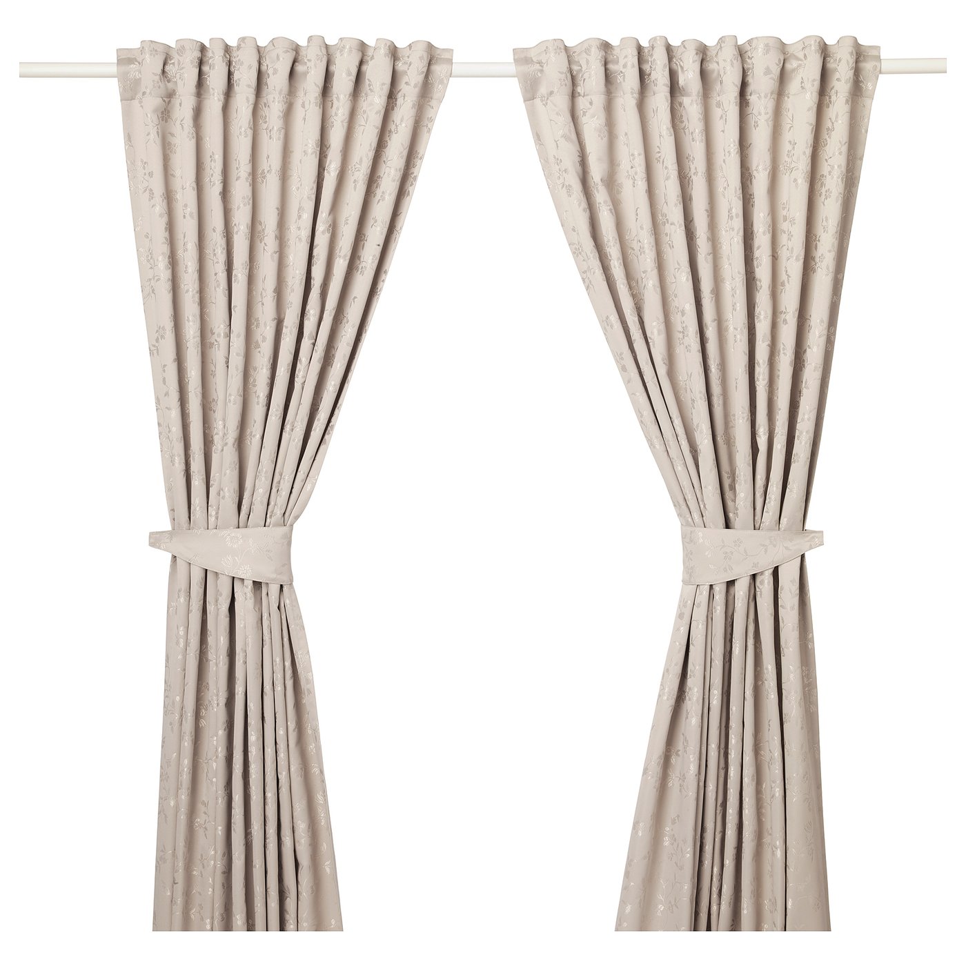 LISABRITT Curtains with tiebacks, 1 pair, beige, 145x300 cm IKEA