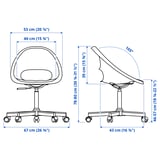 LOBERGET / MALSKÄR Swivel chair + pad, white/lilac