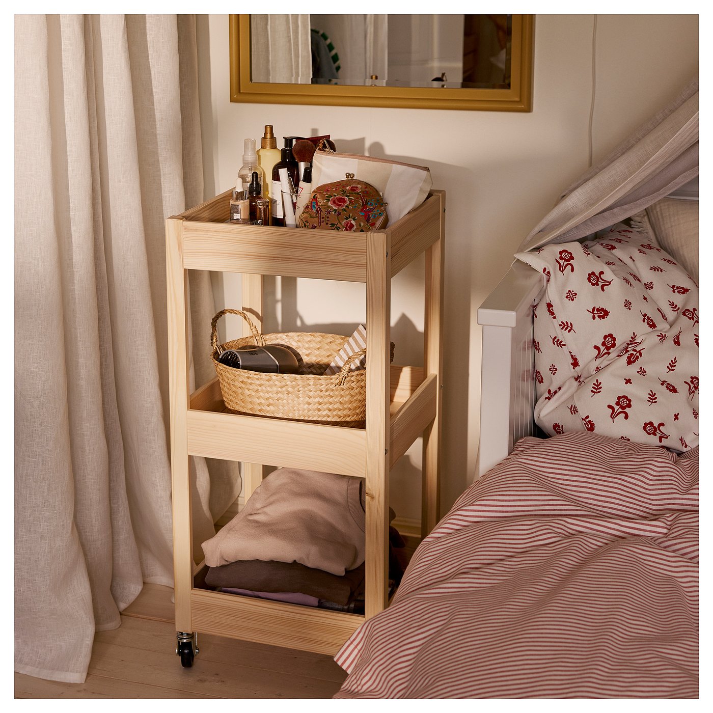 LOSHULT trolley, pine, 38x38x82 cm (15x15x321/4