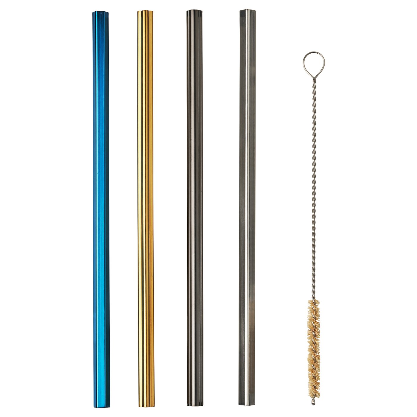 LUFTTÄT drinking straws/cleanbrush set of 5, mixed shapes mixed colours