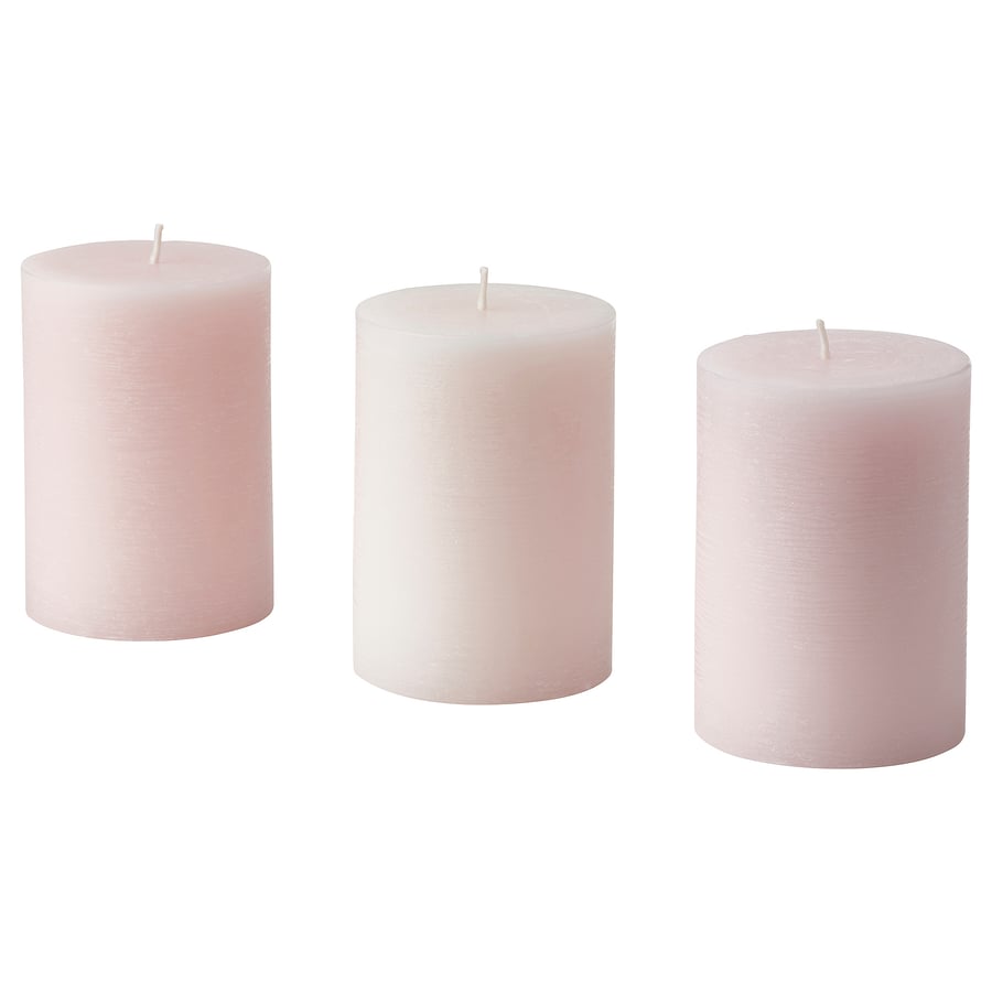 LUGNARE scented pillar candle, Jasmine/pink, 30 hr IKEA