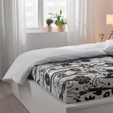 LUNDSKAFTING Flat sheet and 2 pillowcase, white/black/brown, 240x260/50x80 cm