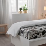 LUNDSKAFTING Flat sheet and pillowcase, white/black/brown, 150x260/50x80 cm