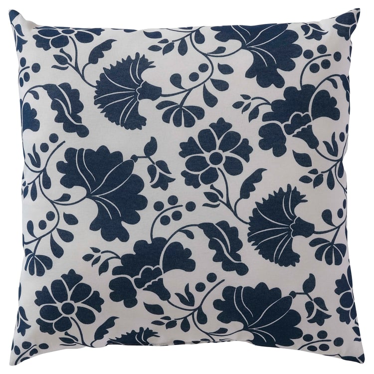 MAGNVOR cushion, flower/dark blue, 40x40 cm (16x16") IKEA
