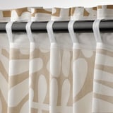 MAJSMOTT Curtains, 1 pair, beige/white/with heading tape, 145x250 cm