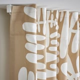 MAJSMOTT Curtains, 1 pair, beige/white/with heading tape, 145x250 cm