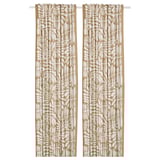 MAJSMOTT Curtains, 1 pair, beige/white/with heading tape, 145x250 cm