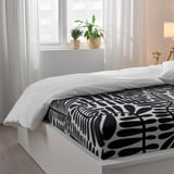 MAJSMOTT Flat sheet and 2 pillowcase, white/black, 240x260/50x80 cm