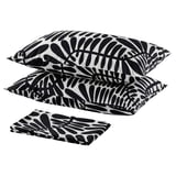 MAJSMOTT Flat sheet and 2 pillowcase, white/black, 240x260/50x80 cm