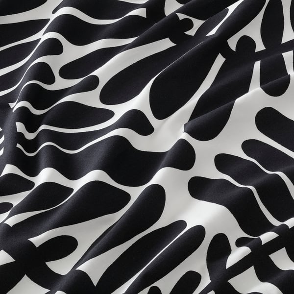 MAJSMOTT Flat sheet and pillowcase, white/black, 150x260/50x80 cm