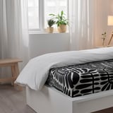 MAJSMOTT Flat sheet and pillowcase, white/black, 150x260/50x80 cm