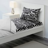 MAJSMOTT Flat sheet and pillowcase, white/black, 150x260/50x80 cm
