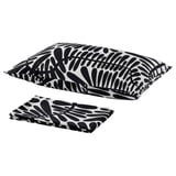 MAJSMOTT Flat sheet and pillowcase, white/black, 150x260/50x80 cm