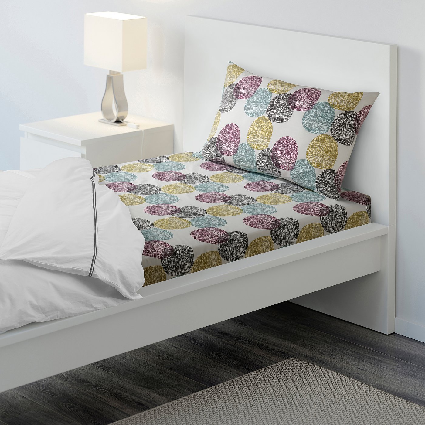 MALIN RUND Flat sheet and pillowcase multicolour IKEA