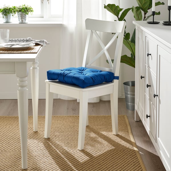 MALINDA Chair cushion, dark blue, 40/35x38x7 cm
