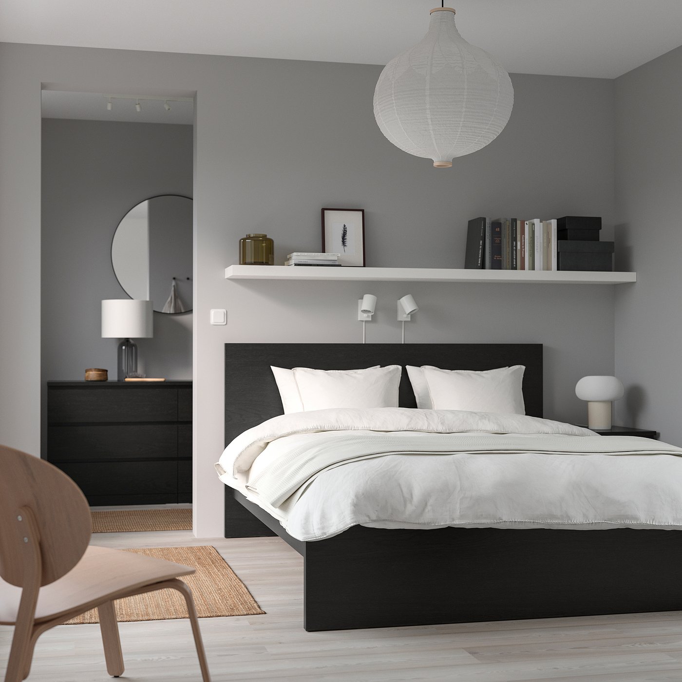 MALM bed frame, high, black-brown/Luröy, 160x200 cm (63x783/4