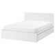 MALM Bed frame, high, w 4 storage boxes, white/Leirsund, 160x200 cm