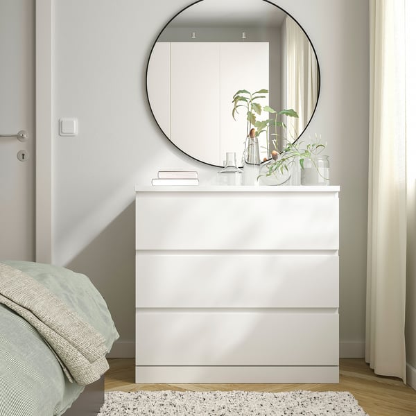MALM Chest of 3 drawers, white, 80x78 cm