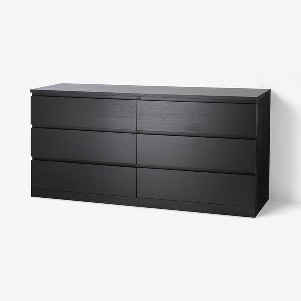 MALM Chest of 6 drawers, black-brown, 160x78 cm